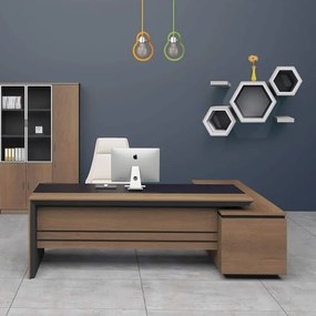 PROLINE Γραφείο Αριστερή Γωνία Απόχρωση Καρυδί Δρυς - Μαύρο   1τμχ