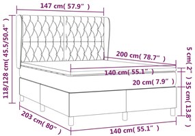 vidaXL Κρεβάτι Boxspring με Στρώμα Μαύρο 140x200 εκ. Υφασμάτινο