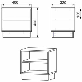 Κομοδίνο Mason pakoworld λευκό 40x32x40εκ - 184-000072