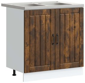 vidaXL Βάση νιπτήρα Lucca 2 pcs Καπνιστό Δρύς Επεξεργασμένο ξύλο