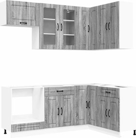 vidaXL Μονάδα κουζίνας KALMAR 8 pcs Γκρι Sonoma Επεξεργασμένο Ξύλο