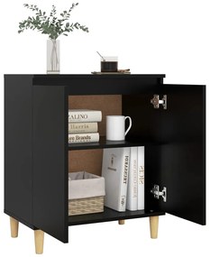 vidaXL Μπουφές Μαύρος 60 x 35 x 70 εκ. από Επεξ. Ξύλο με Ξύλινα Πόδια