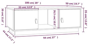 Τραπεζάκι Σαλονιού Καφέ Μελί 100x50x35 εκ. Μασίφ Ξύλο Πεύκου - Καφέ