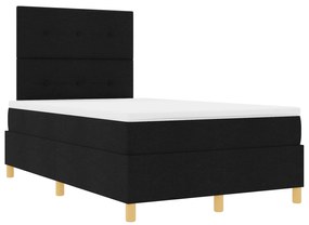 vidaXL Κρεβάτι με βαφείο & LED Μαύρο 120x190 εκ. Ύφασμα