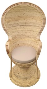 Πολυθρόνα Rea Inart με μπεζ μαξιλάρι-φυσικό rattan 85x85x141εκ