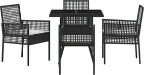 vidaXL Σέτ φαγητού για κήπο 5 pcs Μαύρο συνθετικό ρατάν