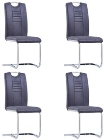 Καρέκλες Τραπεζαρίας «Πρόβολος» 4 τεμ. Γκρι Συνθετικό Καστόρι - Γκρι
