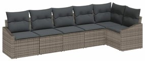 vidaXL Σετ Καναπέ με μαξιλάρι 6 pcs Γκρι συνθετικό ρατάν