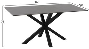 ΤΡΑΠΕΖΙ ΤΡΑΠΕΖΑΡΙΑΣ SYNTEC  SINTERED STONE ΜΑΥΡΟ ΜΕΤΑΛΛΙΚΑ ΠΟΔΙΑ 160x90x75Y εκ.