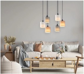 Φωτιστικό Οροφής  SE21-BL-B10-BL6-SH12 ADEPT FLEX White, Grey, Brown Fabric Shade Pendant+ - Ύφασμα - 77-8963