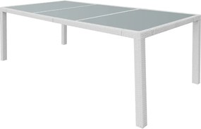 vidaXL Σετ Τραπεζαρίας Εξωτ. Χώρου 9 τεμ. Λευκό Κρεμ Συνθετικό Ρατάν