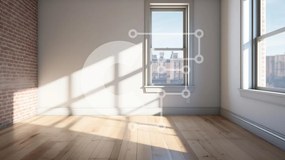 Intra Συλλεκτικό Ξύλινο Παζλ Plywood  4mm - Άδειο δωμάτιο με ξύλινα δάπεδα και θέα στην πόλη Σε Ξύλινο Κουτί - Διαστάσεις Puzzle: 10x10 cm – 25 κομμάτια