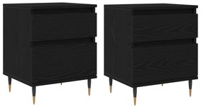 vidaXL Κομοδίνα 2 τεμάχια Μαύρη Δρυς 40x35x50 εκ. Επεξεργασμένο Ξύλο
