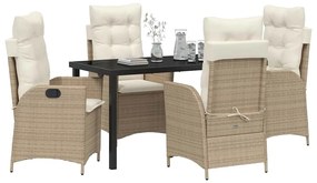 vidaXL Σέτ φαγητού για κήπο 5 pcs Μπεζ συνθετικό ρατάν