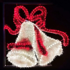 Φωτοσωλήνας Double Bells With Bow 468 Led X1746814011 80x80+150cm 44W Red-White Aca