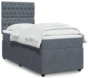 vidaXL Κρεβάτι Boxspring με Στρώμα Σκούρο Γκρι 80x200 εκ. Βελούδινο