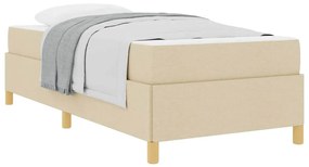 vidaXL Κρεβάτι με ελατήρια Λευκό και Κρέμα 100 x 200 cm ύφασμα