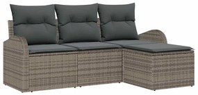 vidaXL Σετ Καναπέ με μαξιλάρι με αποθήκευση 4 pcs Γκρι συνθετικό ρατάν