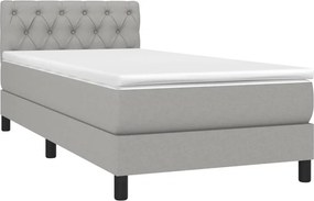 vidaXL Κρεβάτι Boxspring με Στρώμα Ανοιχτό Γκρι 80x200 εκ. Υφασμάτινο