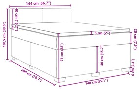 Κρεβάτι Boxspring με Στρώμα Taupe 140x200 εκ. Υφασμάτινο - Μπεζ-Γκρι