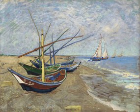 Αναπαραγωγή Fishing Boats on the Beach at Saintes-Maries-de-la-Mer, Vincent van Gogh