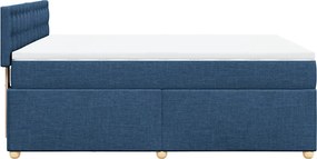 vidaXL Κρεβάτι Boxspring με Στρώμα Μπλε 140x190 εκ. Υφασμάτινο