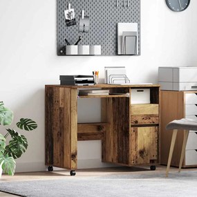 vidaXL Γραφείο με Ρόδες Παλιό Ξύλο 91 x 50 x 77 εκ. Επεξεργασμένο ξύλο