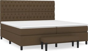 vidaXL Κρεβάτι Boxspring με Στρώμα Σκούρο Καφέ 200x200 εκ. Υφασμάτινο