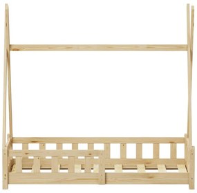 Κρεβάτι παιδικό Noam τύπου Montessori με κιγκλίδωμα ξύλο πεύκου φυσικό 70x140 εκ. 70x140x141 εκ.