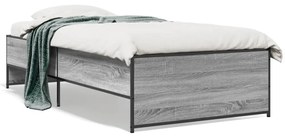 vidaXL Πλαίσιο Κρεβατιού Γκρι Sonoma 75x190 εκ. Επεξ. Ξύλο &amp; Μέταλλο