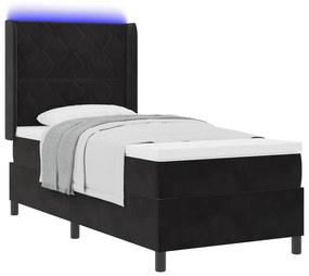 vidaXL Κρεβάτι με Στρώμα & LED Μαύρο 100x200 εκ Βελούδο