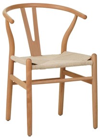 Καρέκλα Wishbone  rubberwood-σχοινί σε φυσική απόχρωση 60x51x80εκ