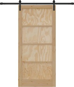 vidaXL Συρόμενη Πόρτα Φυσικό και Μαύρο 93 x 202 cm