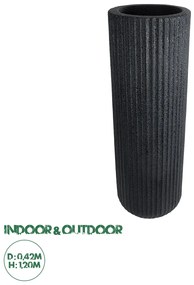 20733 GloboStar® Artificial Garden MATERA 20733 Επιδαπέδιο Πολυεστερικό Τσιμεντένιο Κασπώ Γλάστρα - Flower Pot Μαύρο Φ42 x Υ120cm