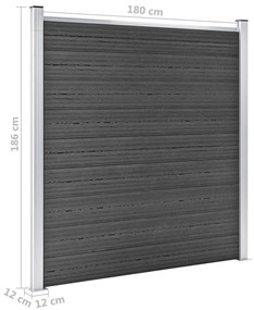 Σετ Πάνελ Περίφραξης Μαύρο 353 x 186 εκ. από WPC - Μαύρο