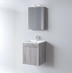 Martin Omega 50 Grey Oak - Πάγκος με Νιπτήρα &amp; Καθρέπτη