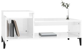 vidaXL Τραπεζάκι Σαλονιού Γυαλ. Λευκό 100x50x45 εκ. Επεξεργ. Ξύλο