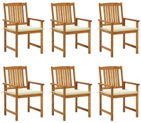 Καρέκλες Κήπου 6 Τεμαχίων από Μασίφ Ξύλο Ακακίας με Μαξιλάρια