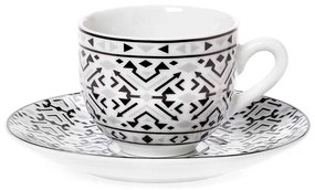 Φλυτζάνι Καφέ Με Πιατάκι Nostro 25.860.17 100ml Black-White Cryspo Trio Πορσελάνη