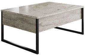 Τραπέζι Σαλονιού Luxe 618BLY1353 90x60x40cm Travertine Beige-Black