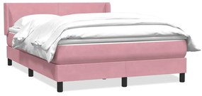 vidaXL Κρεβάτι Boxspring με Στρώμα Ροζ 140x210 εκ. Βελούδινο