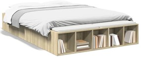 vidaXL Πλαίσιο Κρεβατιού Sonoma Δρυς 135x190 εκ. Επεξεργασμένο Ξύλο