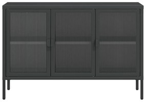 Ντουλάπι Μαύρο 105 x 35 x 70 εκ. από Γυαλί και Ατσάλι - Μαύρο