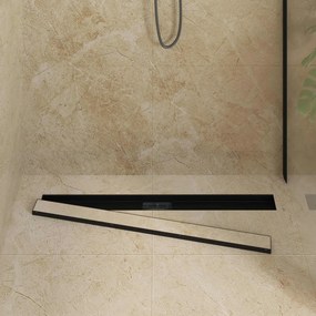 vidaXL 2 σε 1 εκροή ντους Μαύρο 100 cm Ανοξείδωτο Ατσάλι 304