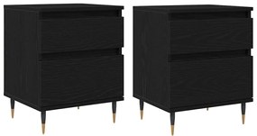 vidaXL Κομοδίνο 2 pcs Μαύρη δρυς 40 x 35 x 50 εκ. Επεξεργασμένο ξύλο