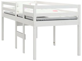 Κρεβάτι Υπερυψωμένο Λευκό 90x190 εκ. από Μασίφ Ξύλο Πεύκου - Λευκό