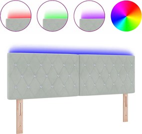 vidaXL LED κεφαλάρι με κεφαλάρι Ανοιχτό γκρι 160 cm Πολυεστέρας