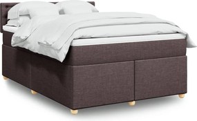 vidaXL Κρεβάτι Boxspring με Στρώμα Σκούρο Καφέ 140x190 εκ. Υφασμάτινο