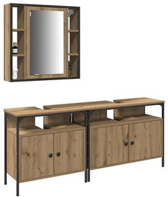 vidaXL Μονάδες Νιπτήρα Μπάνιου με ράφι 3 pcs Καφέ 80 x 30 x 60 cm