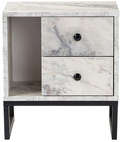 Κομοδίνο Glimmer 241NRD1408 45,2x29,5x50cm Marble Effect White-Black